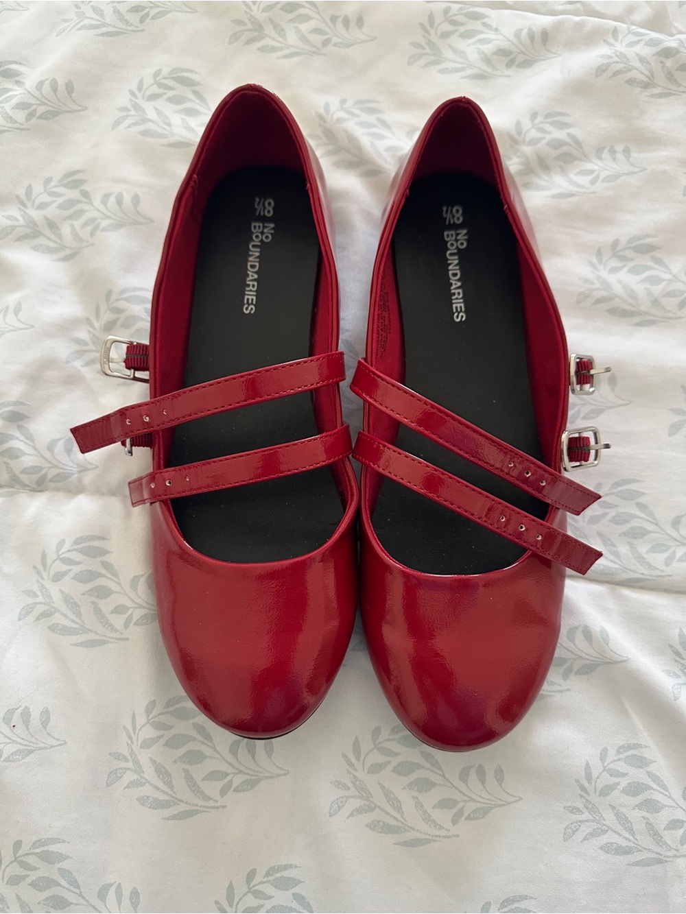 No Boundaries Double Strap Mary Jane Flats Red Size 81⁄2